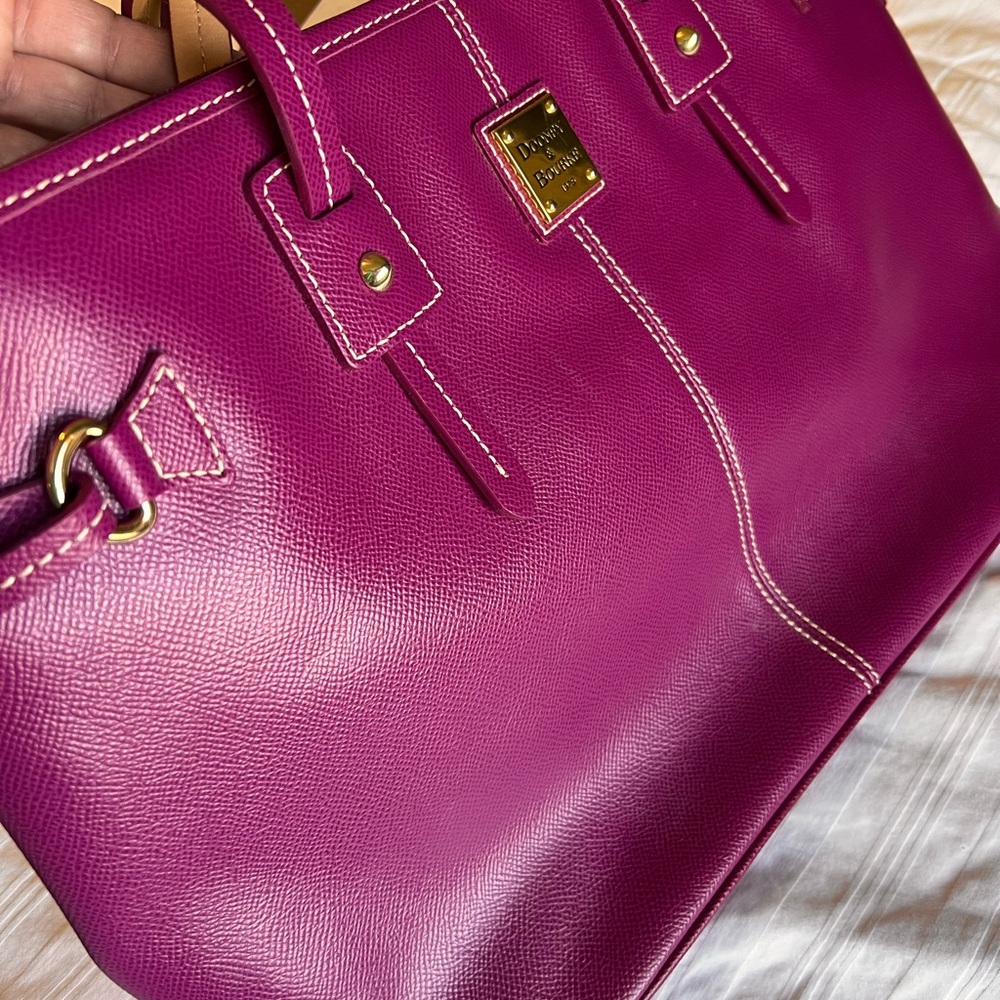 Dooney & Bourke Pink Leather Tote with Gold Hardware